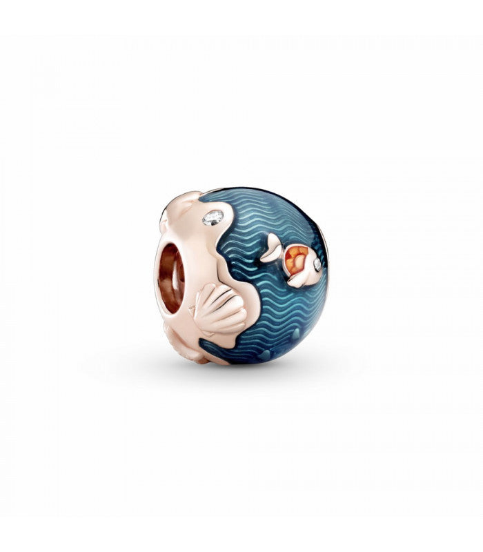Charm Rose Mar Olas Y Pez Coral Oro