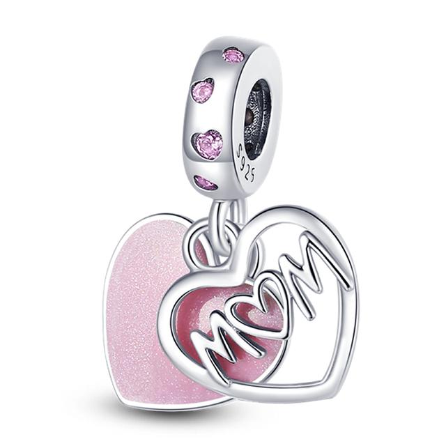 Charm Corazón Rosa Pastel "Mom"