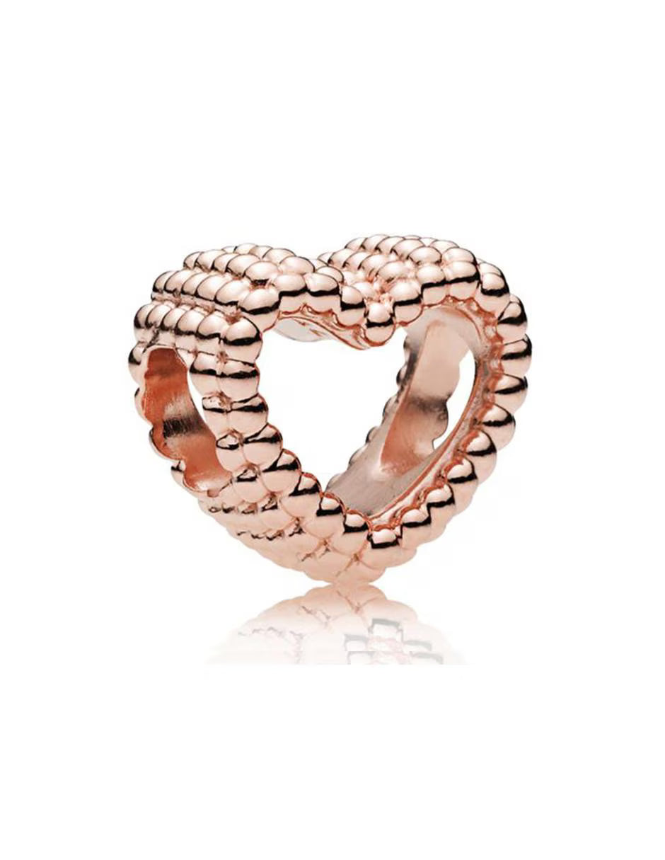 Charm Corazon Perlas Oro Rosas