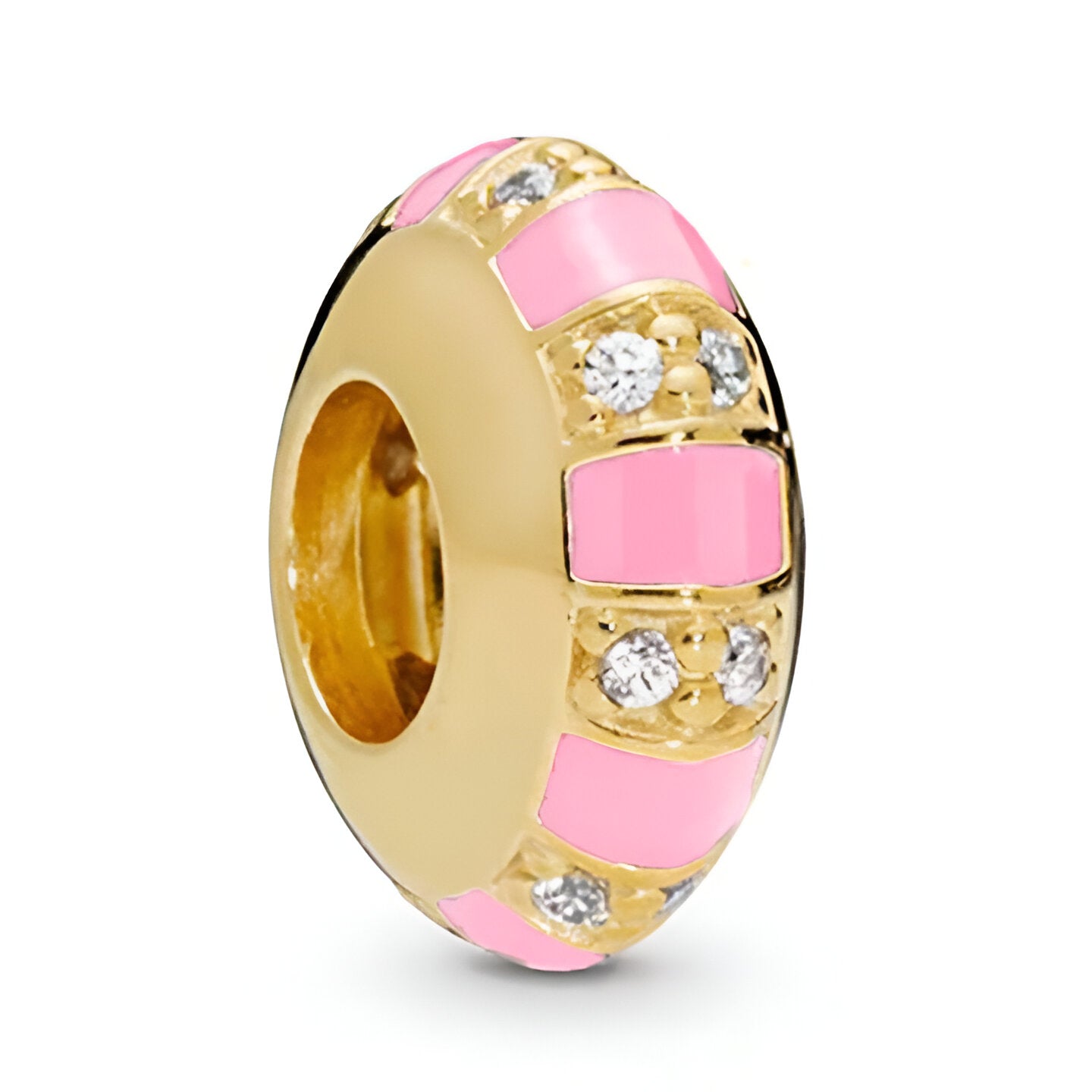 Charm Abalorio Dorado con Rosa