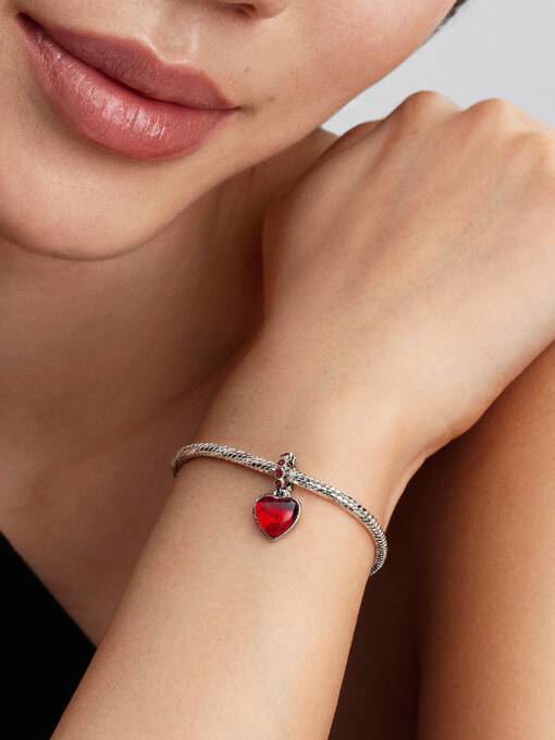 Charm colgante doble Corazón rojo