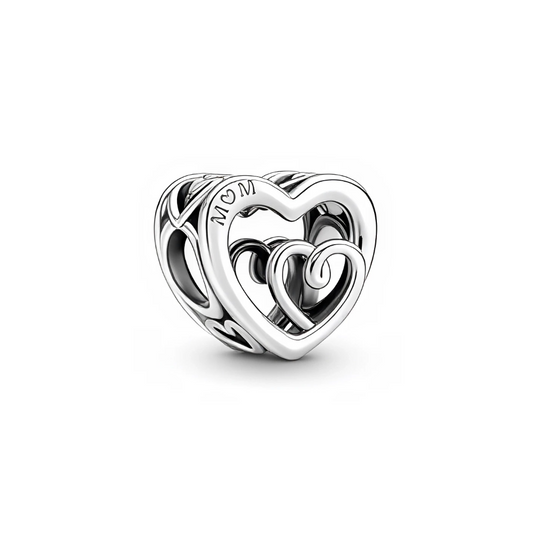 Charm Corazon con Mini Corazon "Mom"