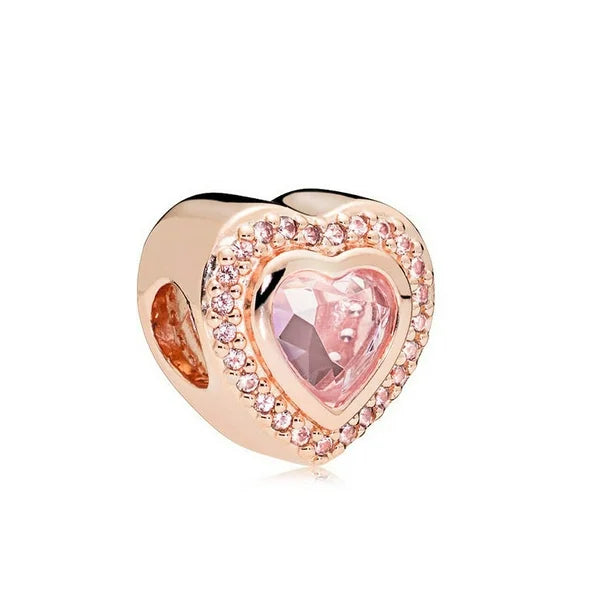 Charm Corazon Oro Rosa y Gema