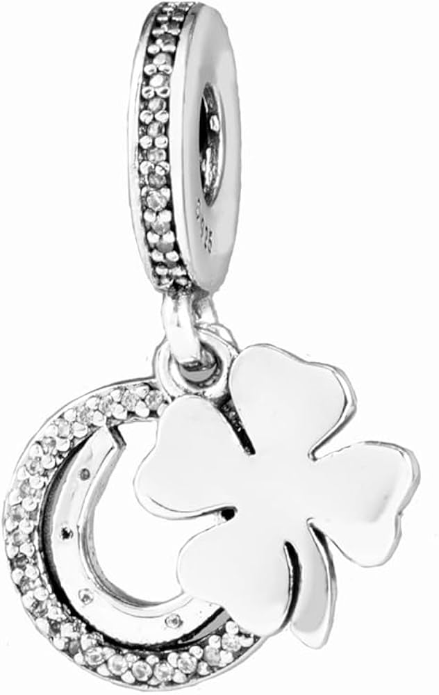 Charm Trébol y Herradura Plata