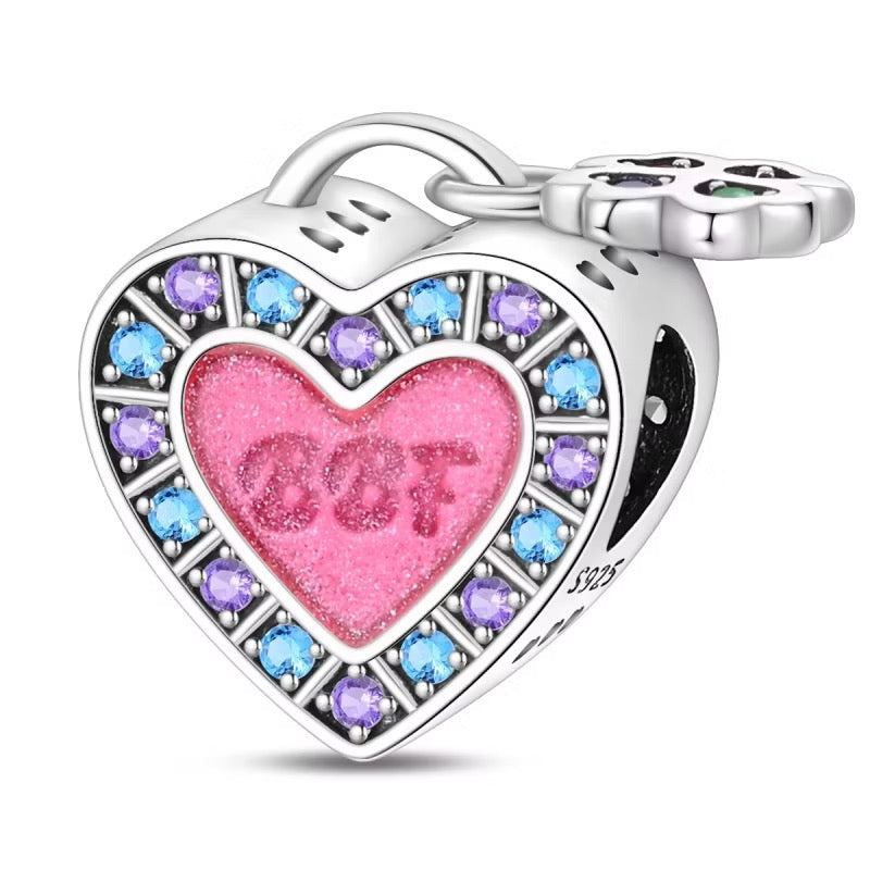 Charm Corazon BFF con Brillos