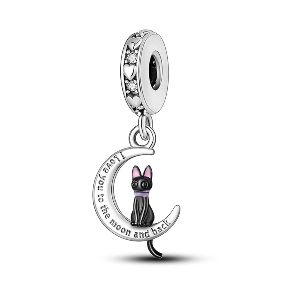Charm Colgante de Gato y Luna
