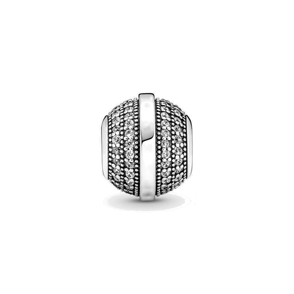 Charm Abalorio Plateado de Diamantes