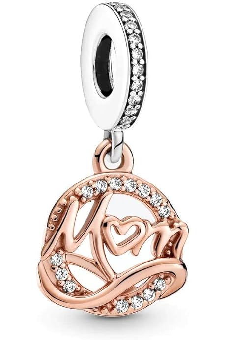 Charm Circulo Rosa Oro "Mom"