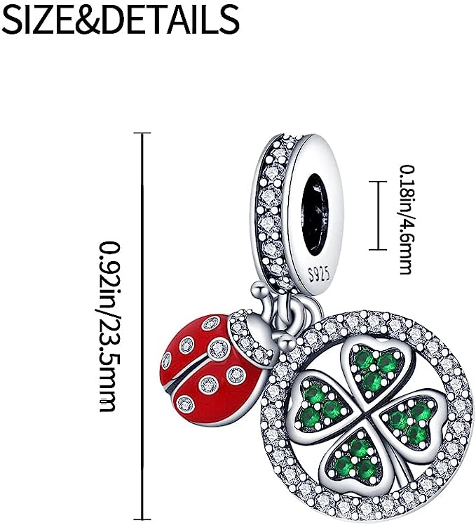 Charm trebol de 4 Hojas y Mariquita