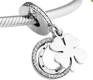 Charm Trébol y Herradura Plata