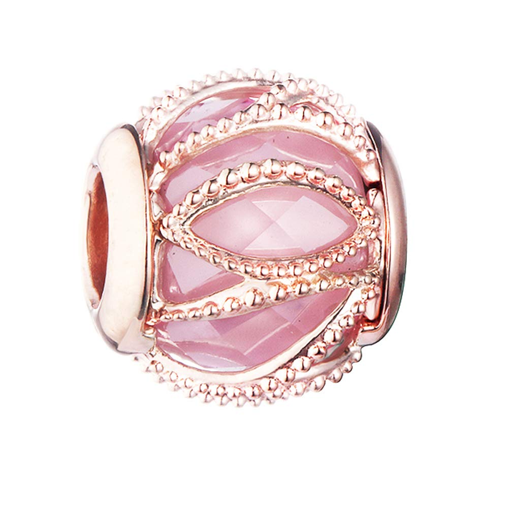 Charm Abalorio Rosa Lazos Dorados
