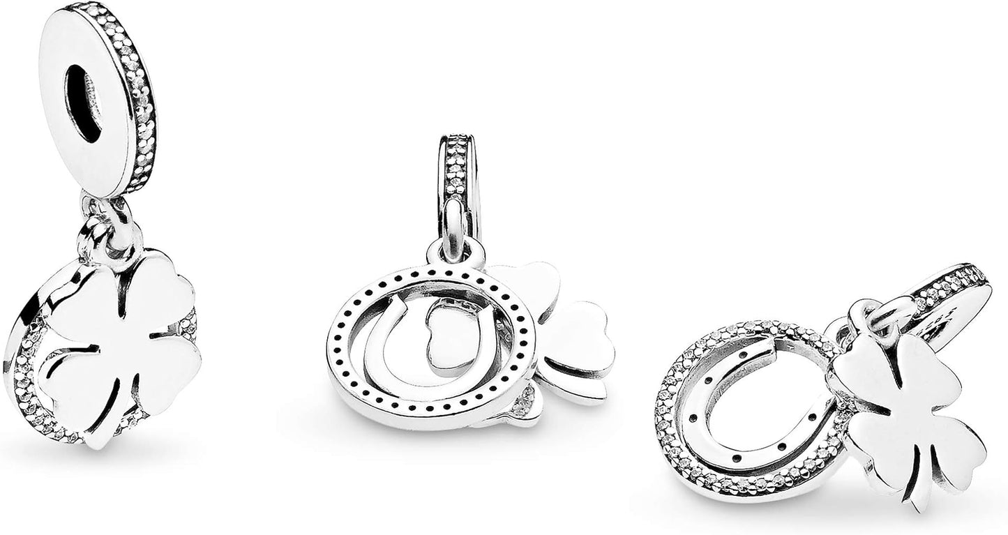 Charm Trébol y Herradura Plata