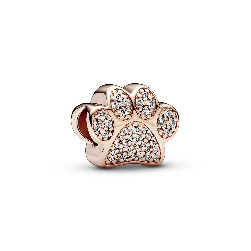 Charm Huella Rosa con Diamantes