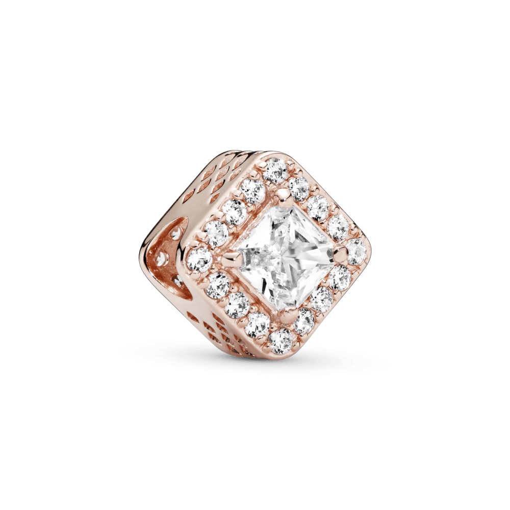 Charm Rombo Oro Rosa con Diamante