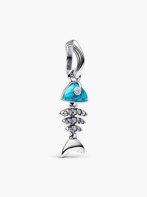 Charm Colgante Espina de pescado color turquesa