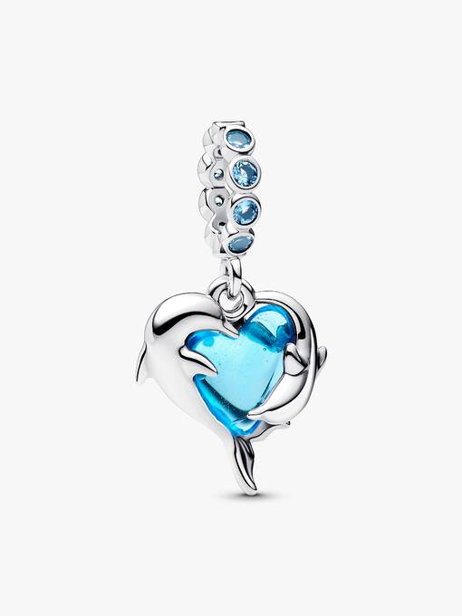 Charm colgante Delfines de cristal Murano azul
