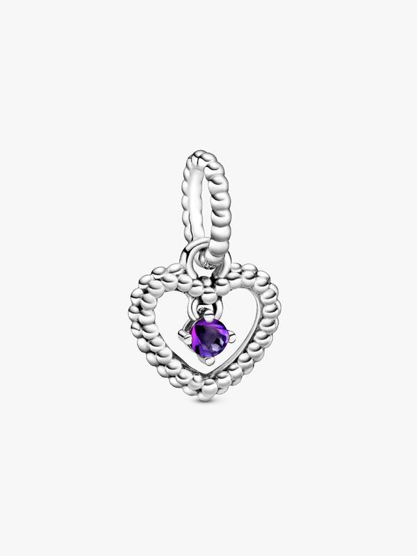 Charm Colgante Corazón con Piedra Natal de Febrero
