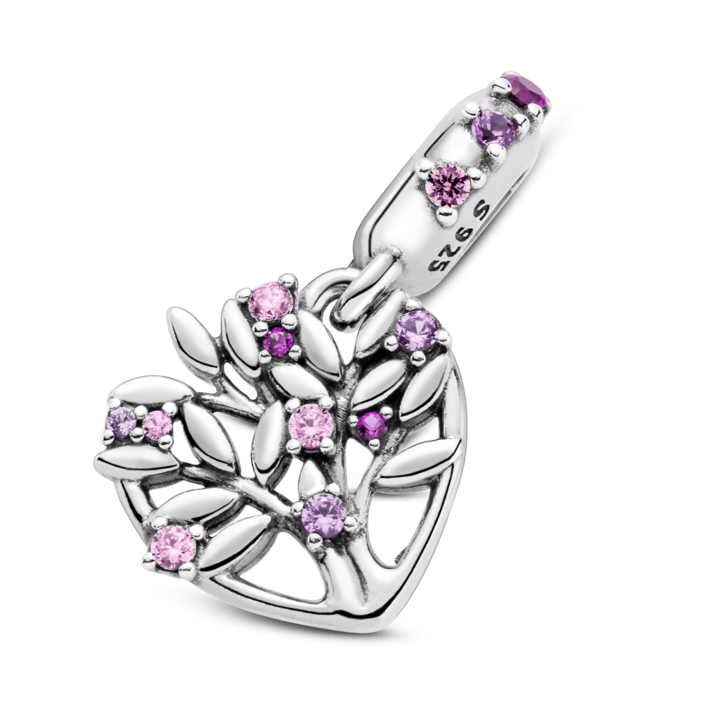 Charm Corazon y Arbol Rosa