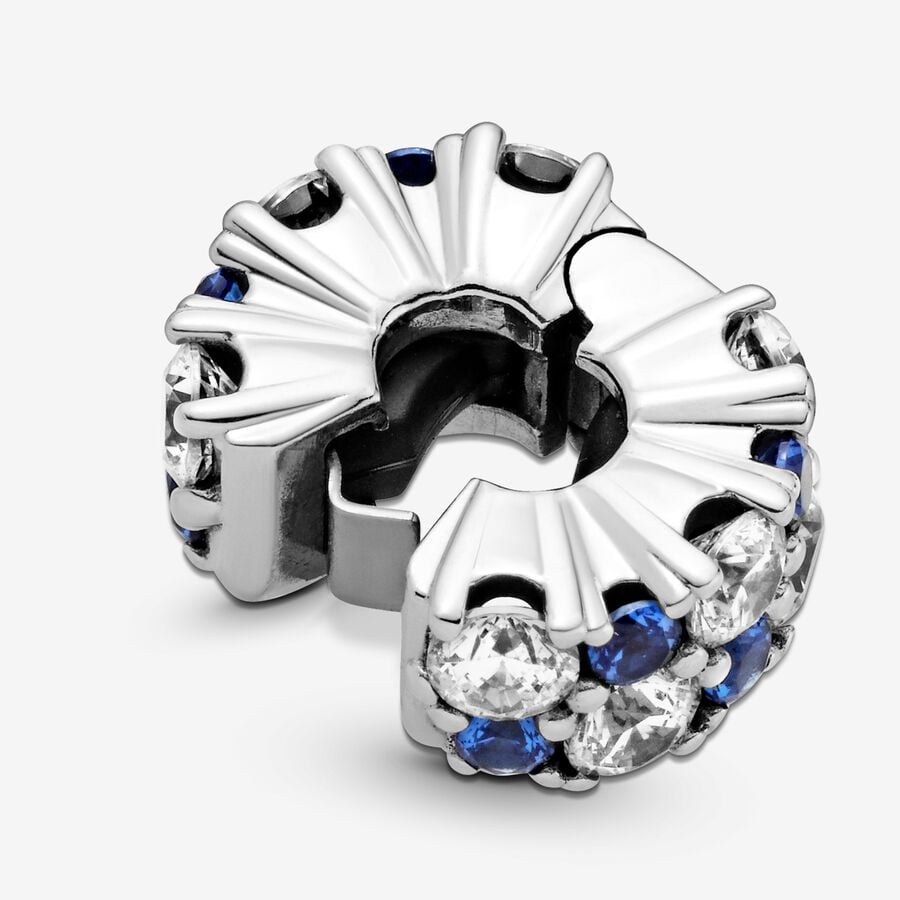 Clip de Seguridad Diamantes Azules y Plata