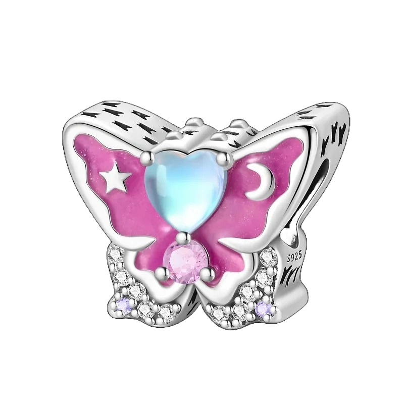 Charm Mariposa y Corazon Opal
