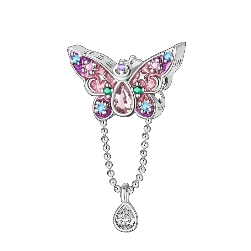 Charm Mariposa Rosa de Estrellas