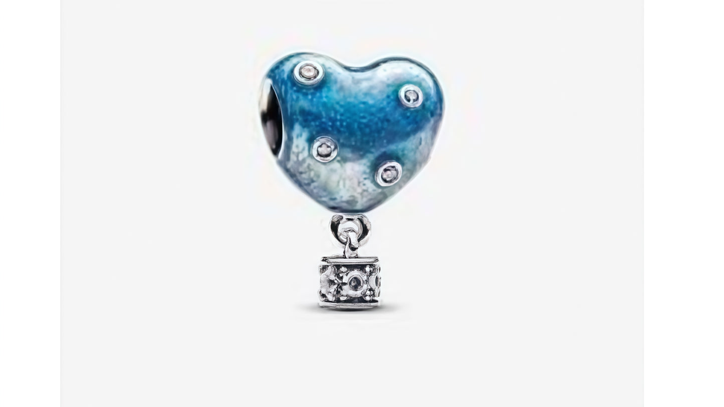 Charm Globo Aerostatico de Corazon Azul