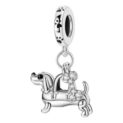 Charm Perrito y Hueso Diamantado