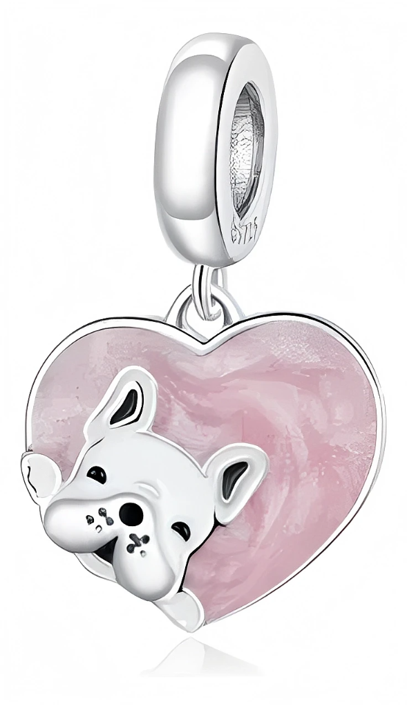 Charm Perrito en Corazon Rosa