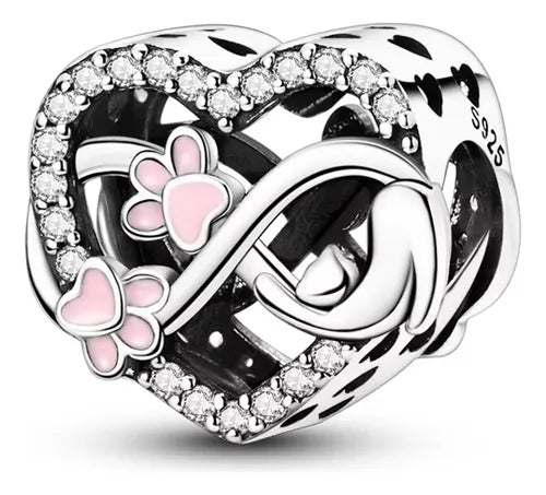 Charm Corazon Infinito y Huellas