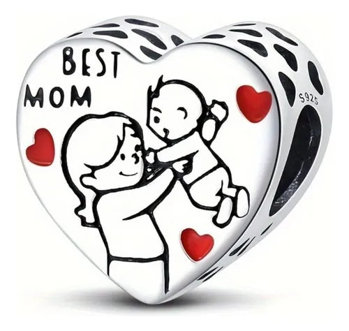 Charm Corazon Plata "Best Mom"
