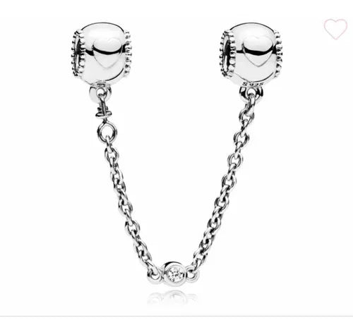 Cadena de Seguridad Plata con Corazones