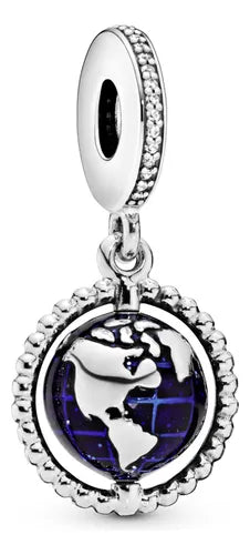 Charm Globo Terr√°queo con Halo de Plata