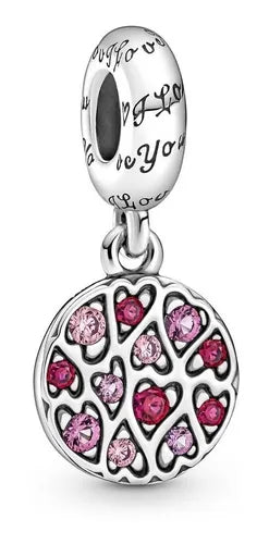 Charm Colgante de Corazones Rosas