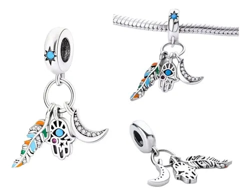 Charm Pluma, Mano de Hamsa y Luna