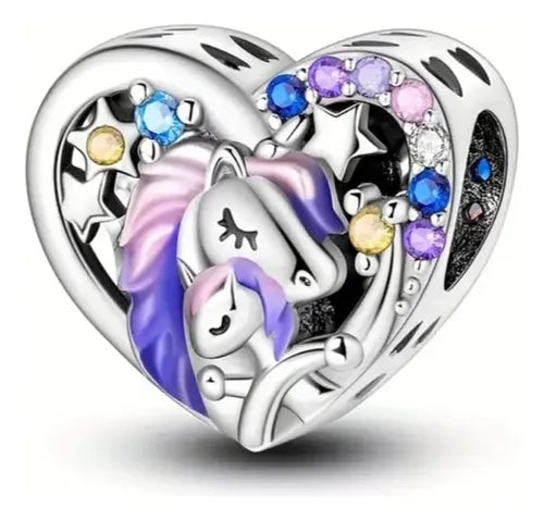 Charm Corazón Familia de Unicornios