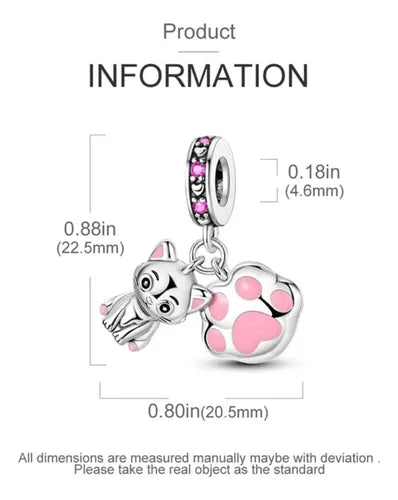 Charm Gatito y Huella Rosa