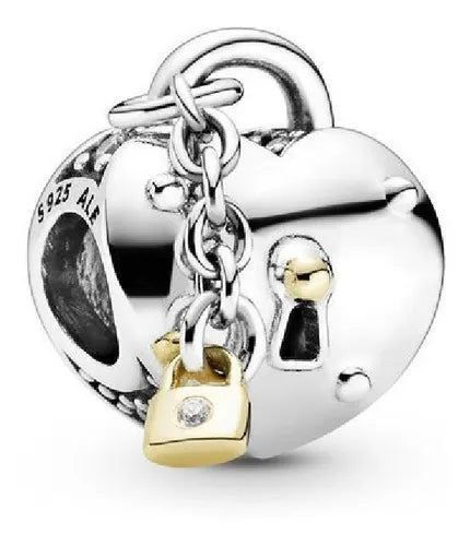 Charm Candado de Amor Plata y Candado Dorado
