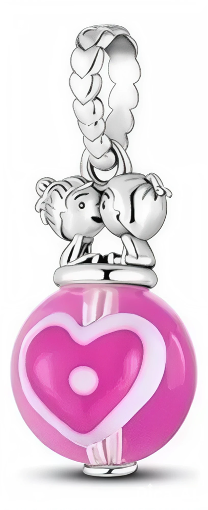 Charm Esfera Rosa y Pareja Enamorada