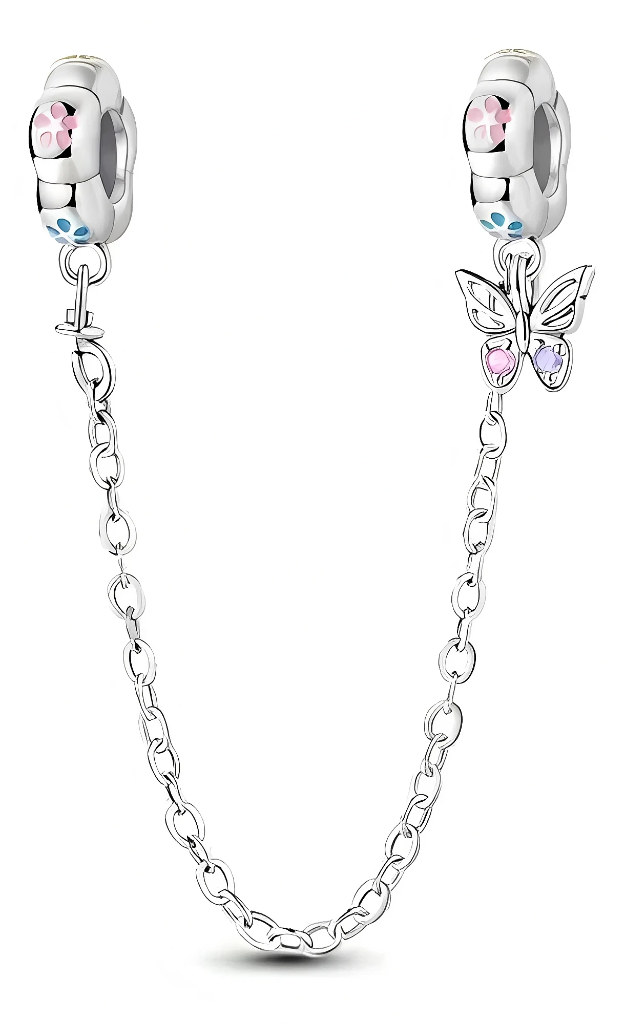 Cadena de Seguridad Mariposa Rosa