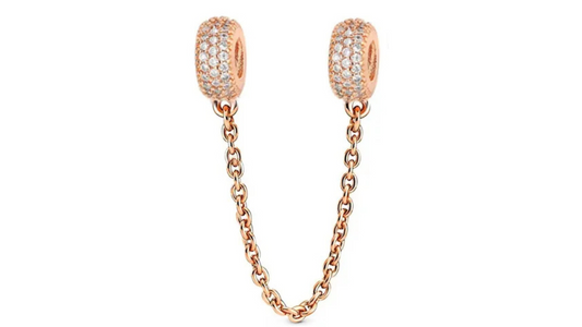 Cadena de Seguridad Oro Rosa con Diamantes