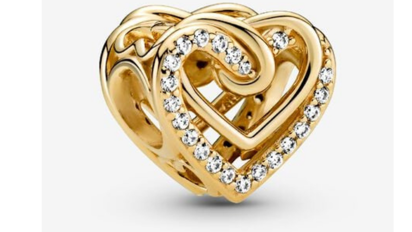 Charm Corazones Entrelazados Dorados