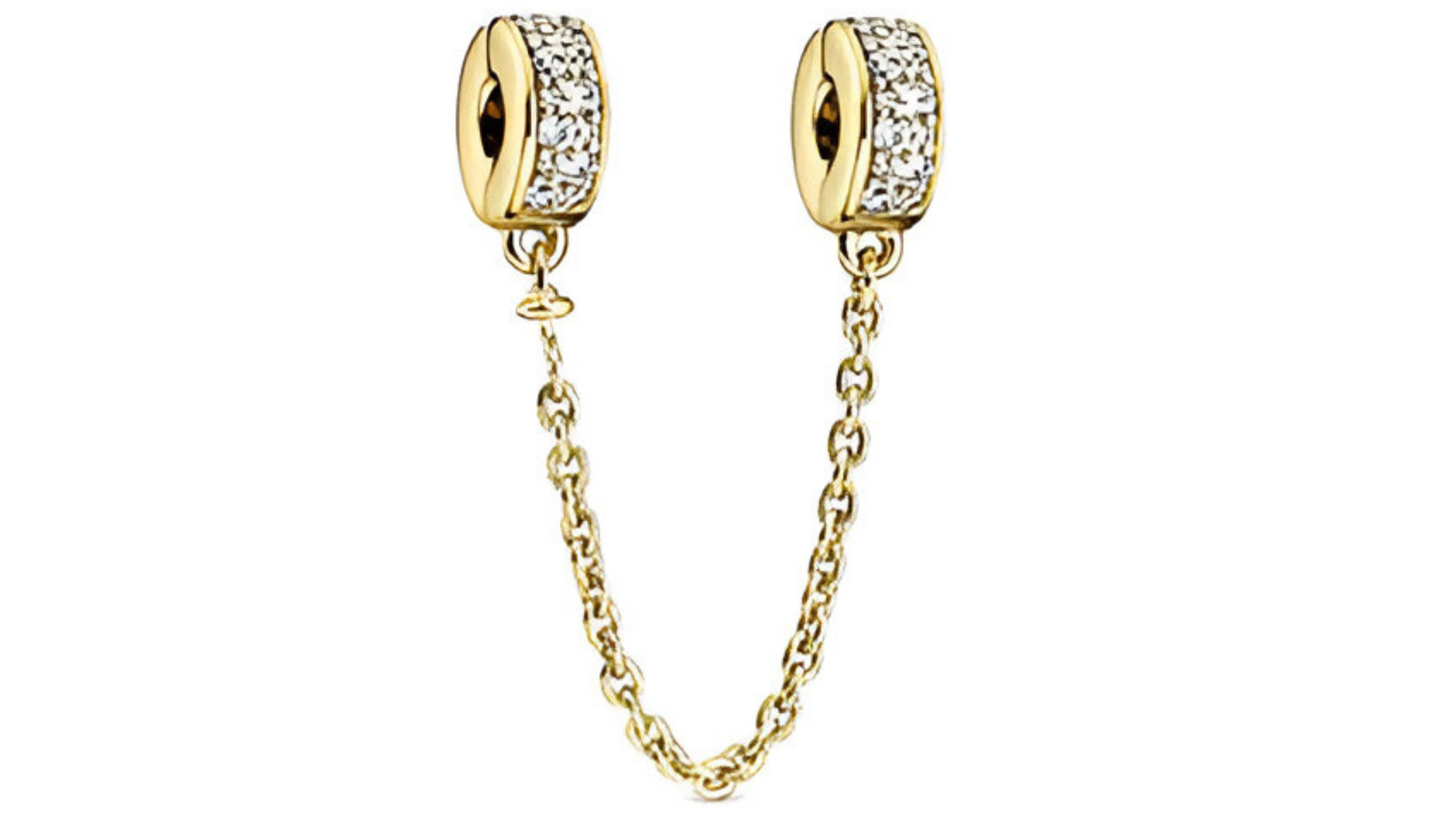 Cadena de Seguridad Dorado con Diamantes