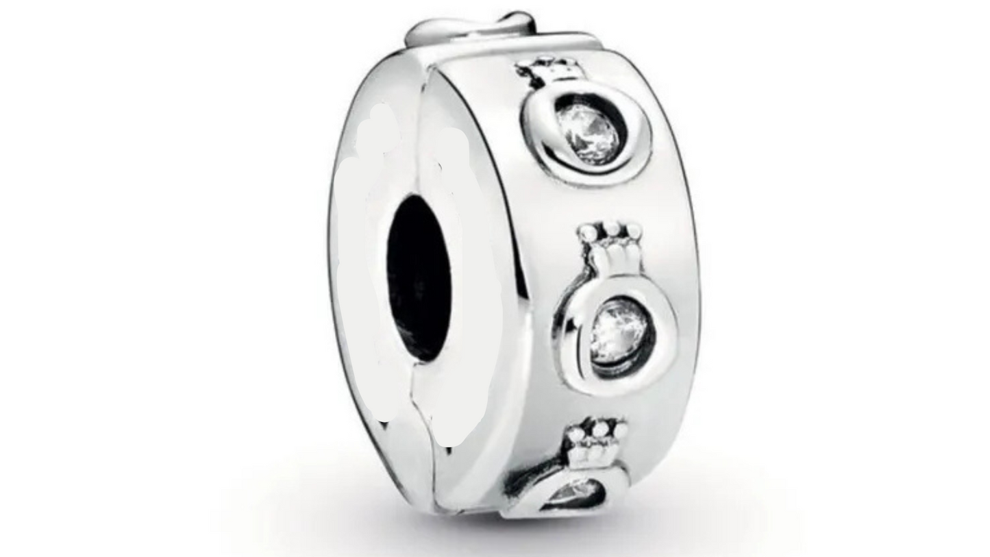 Charm Abalorio Coronas Plateadas