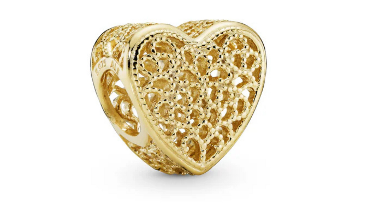 Charm Corazon Dorado con Perlas