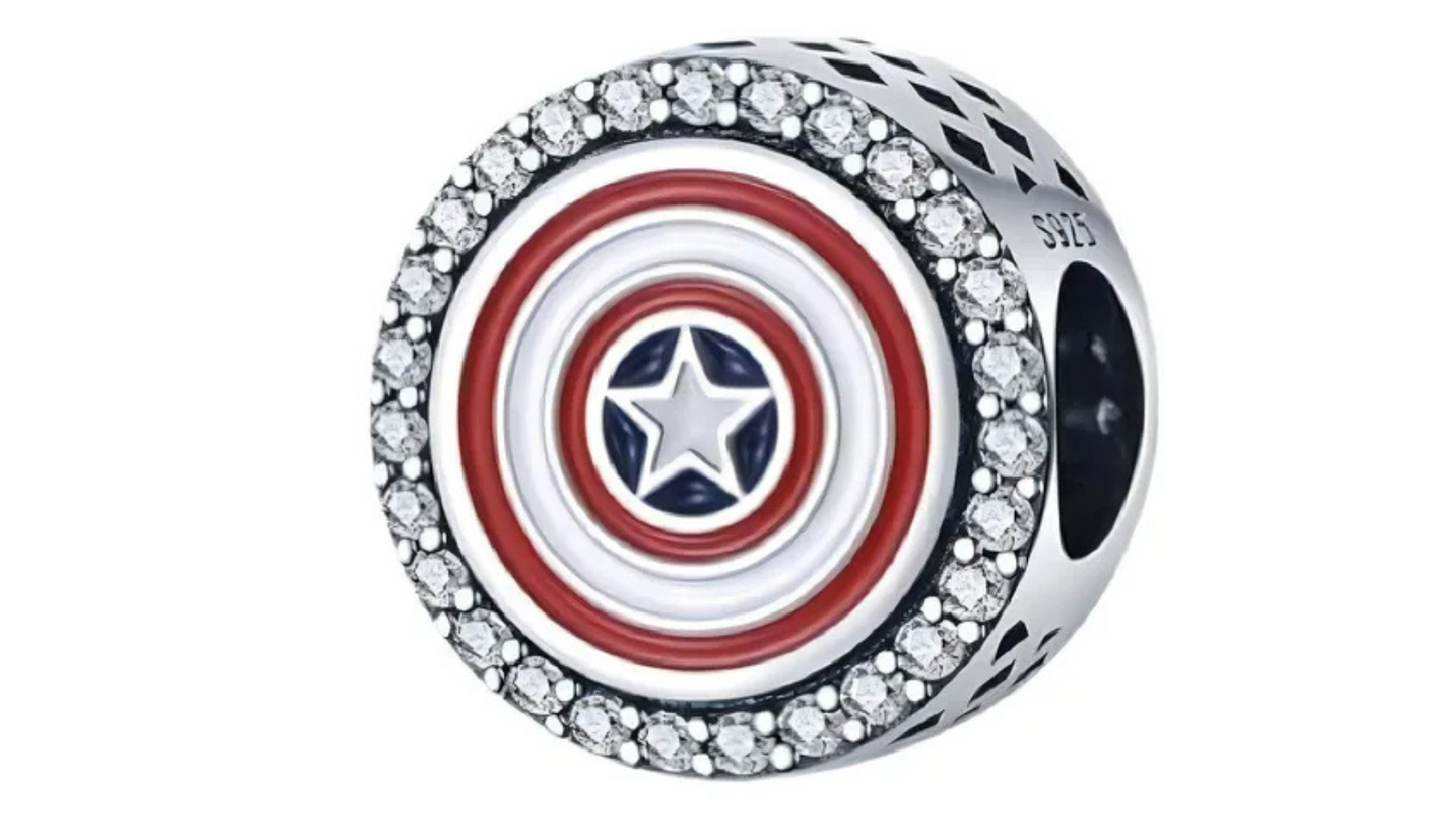 Charm Escudo de Capitann America entre Diamantes