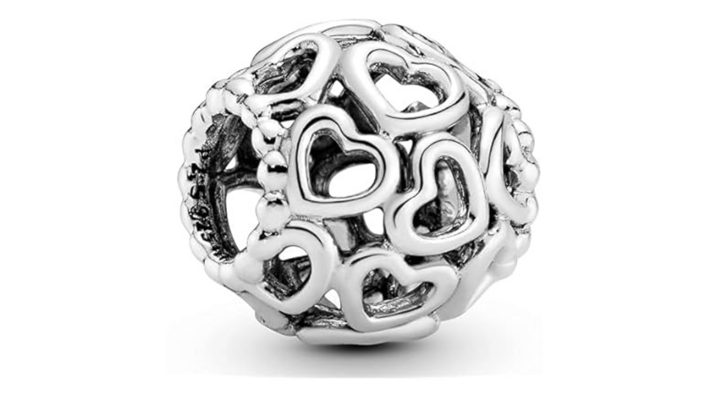 Charm Abalorio Corazones Plateados