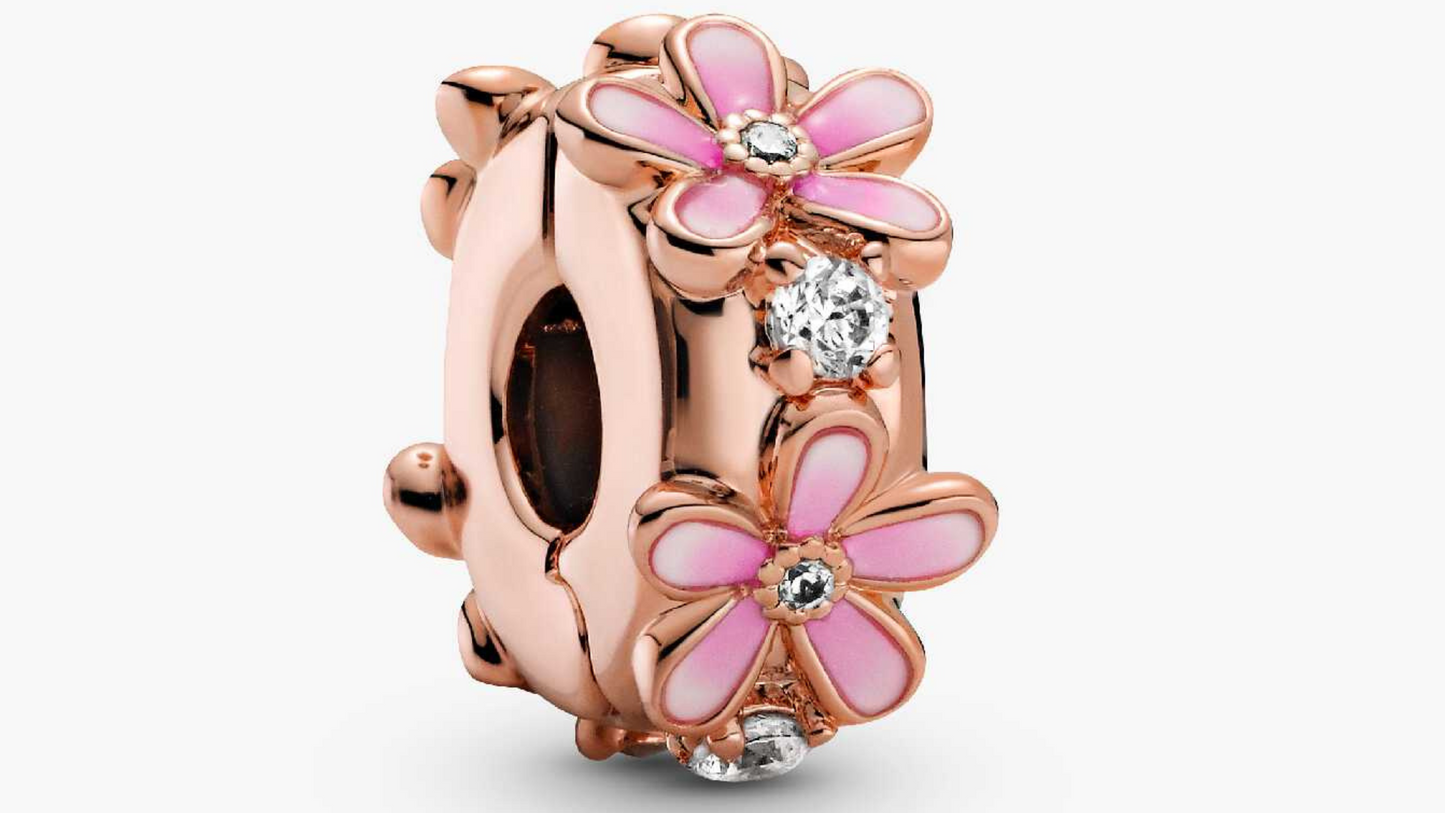 Clip de Seguridad Oro Rosa con Flores Rosas