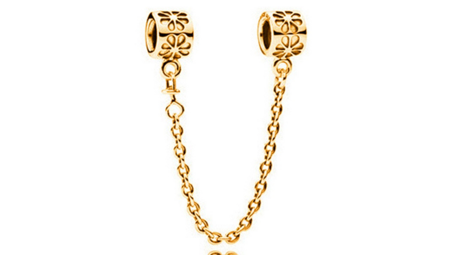 Cadena de Seguridad Oro con Flores