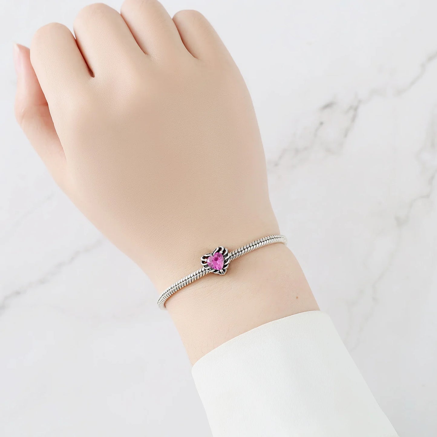 Charm Corazon Rosa Resplandeciente