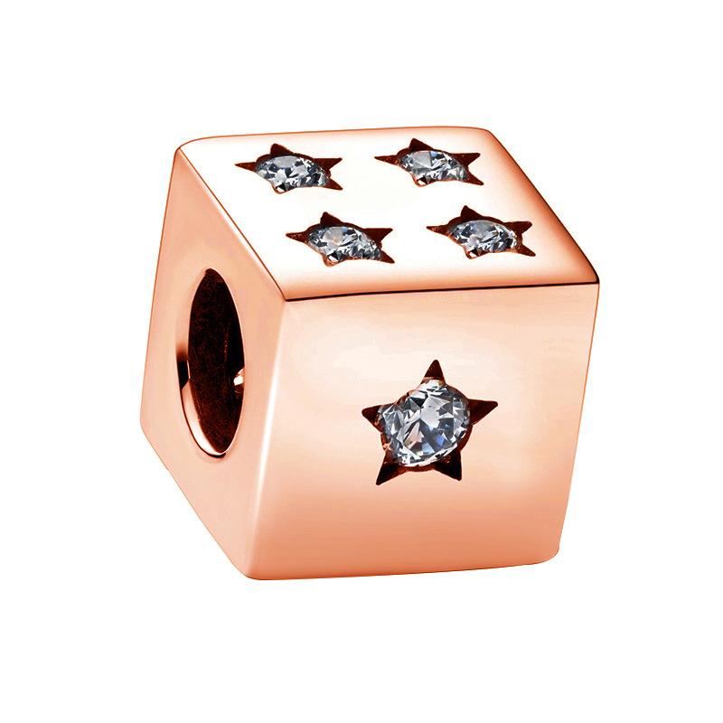 Charm Dado de Estrellas Rosa Oro